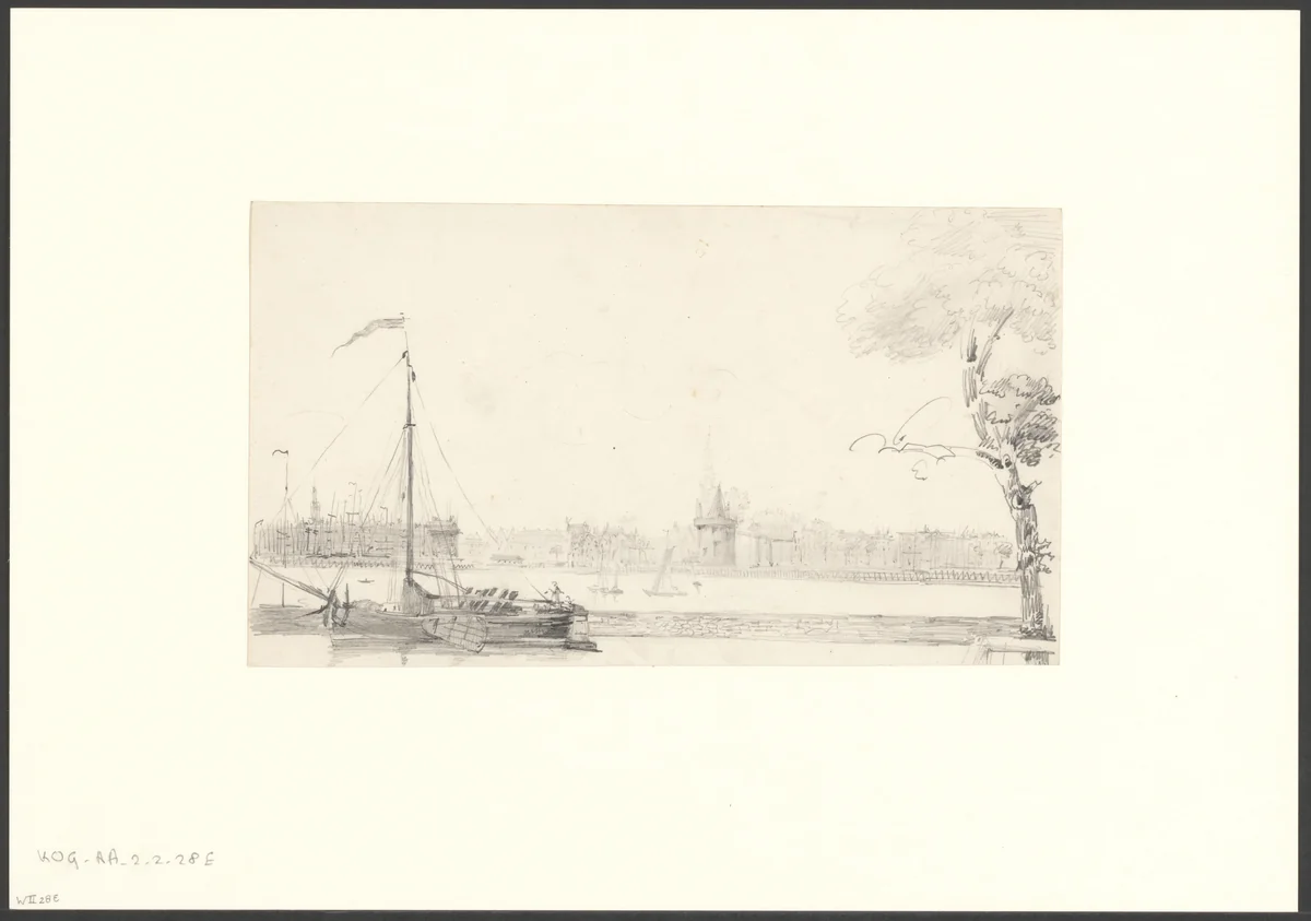Gezicht op de Schreiershoek by anonymous, drawing, 1800-1899