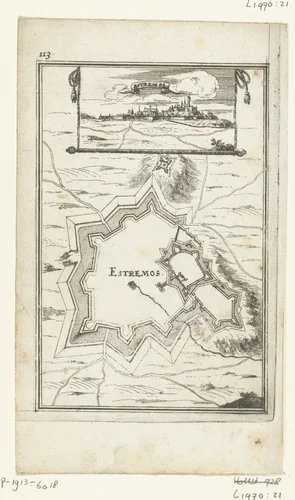 Illustratie voor 'Den Arbeid van Mars' van Allain Manesson Mallet by Romeyn de Hooghe, print, 1672