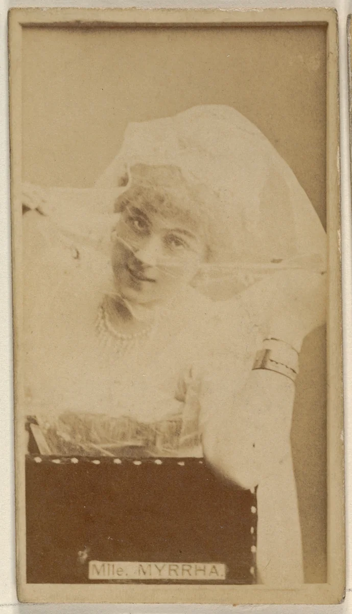 Mlle. Myrrha, from the Actors and Actresses series (N45, Type 8) for Virginia Brights Cigarettes by Allen & Ginter, photograph, 1885-1891