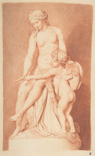 Venus Teaching Cupid to Use His Bow by Louis-Claude Vassé, drawing, 1725-1772