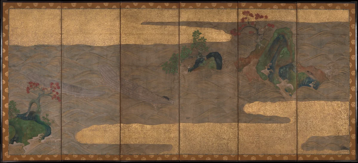 Boats upon Waves by Tawaraya Sōtatsu (俵屋宗達), painting, 1634-1699