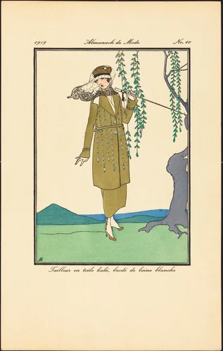 Tailleur en toile kaki, brodé de laine blanche by French 20th Century, print, 1919
