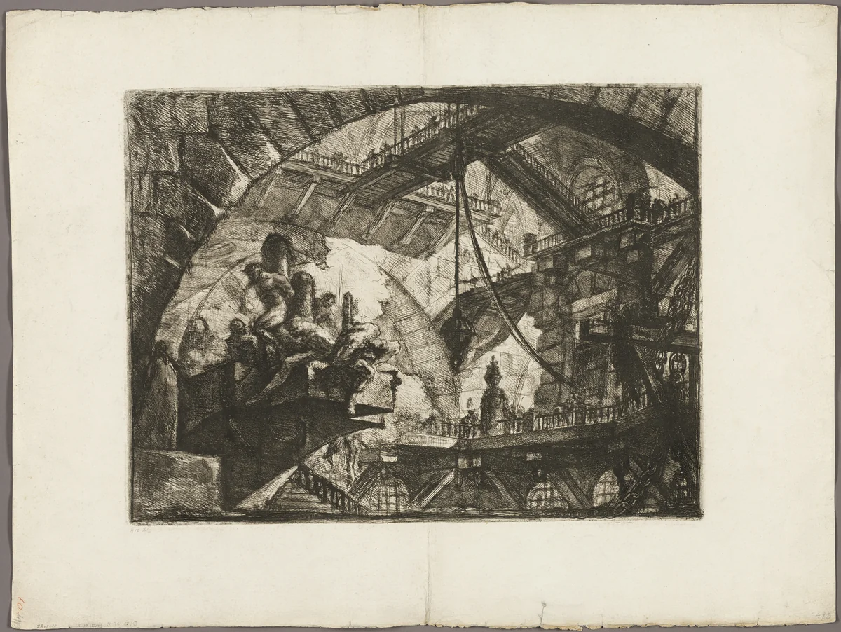 Prisoners on a Projecting Platform, plate 10 from Imaginary Prisons by Giovanni Battista Piranesi, print, 1761