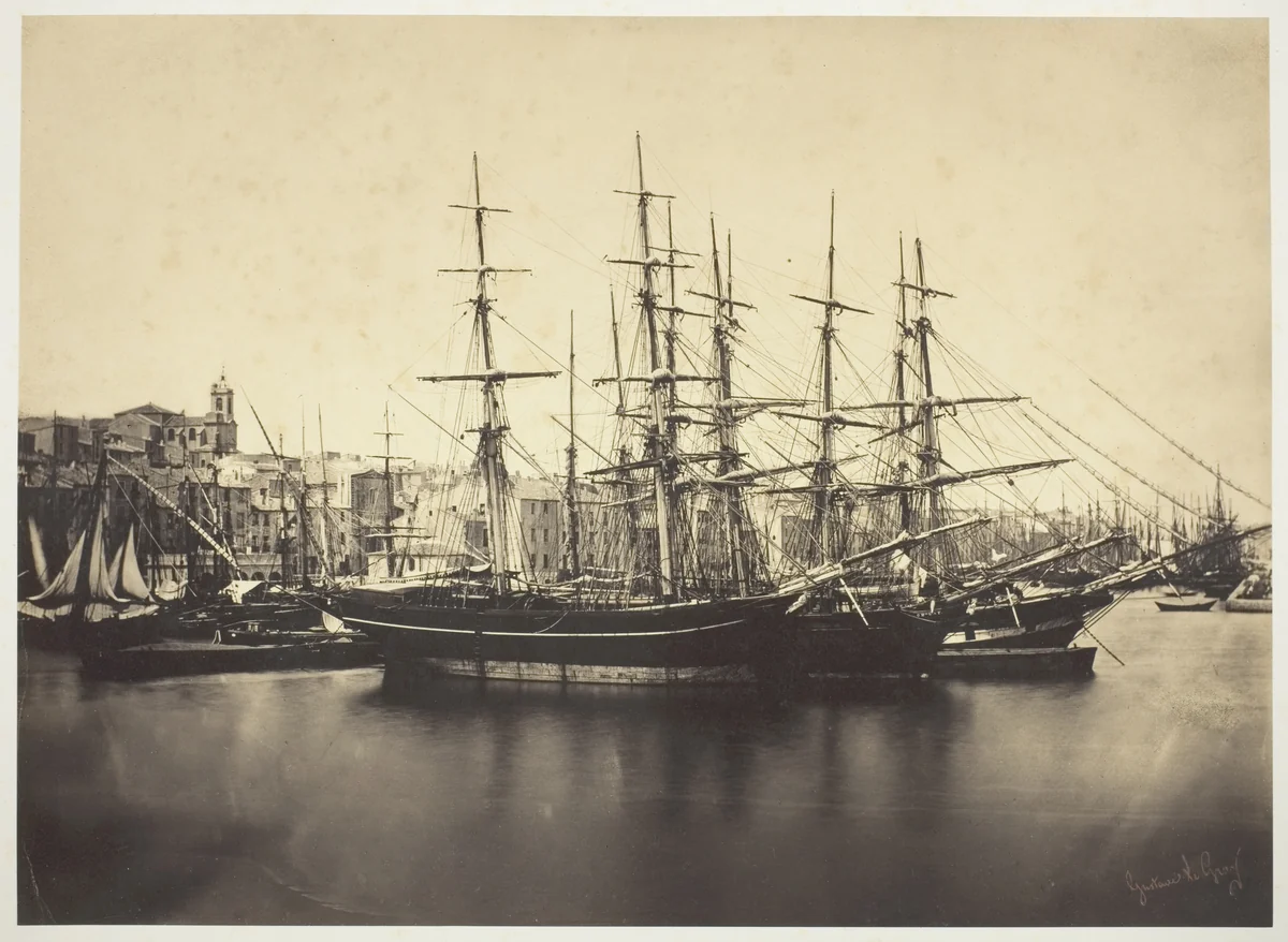Ships in the Harbor at Sète by Gustave Le Gray, photograph, 1857