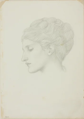 Woman's Head in Profile to Left by Edward Burne-Jones, drawing, 1868-1883