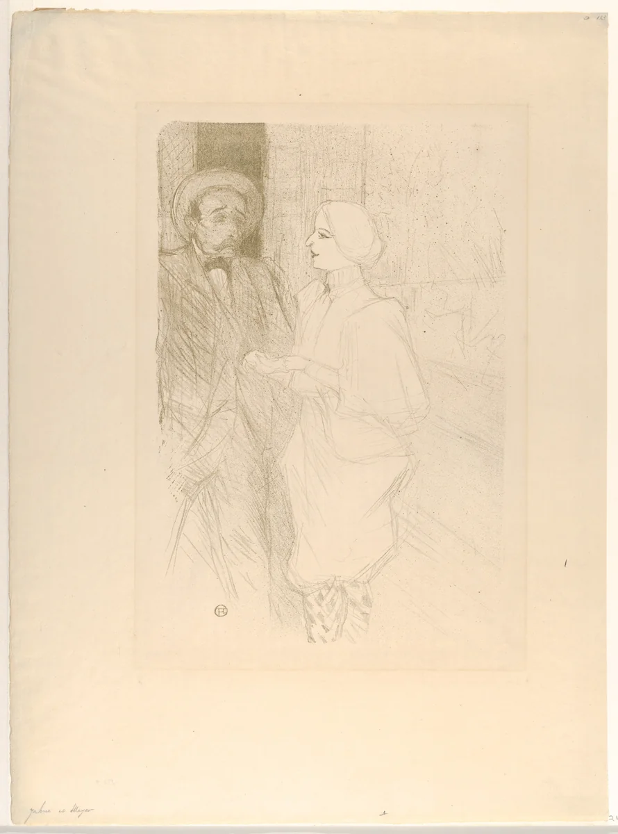 Léonie Yahne and Henry Mayer, in L'Age Difficile by Henri de Toulouse-Lautrec, print, 1895