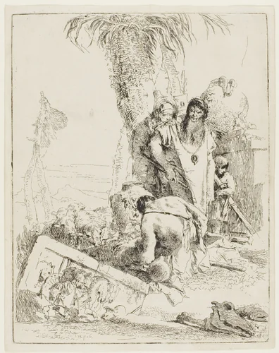 A Shepherd with Two Magicians, from Scherzi by Giovanni Battista Tiepolo, print, 1735-1740