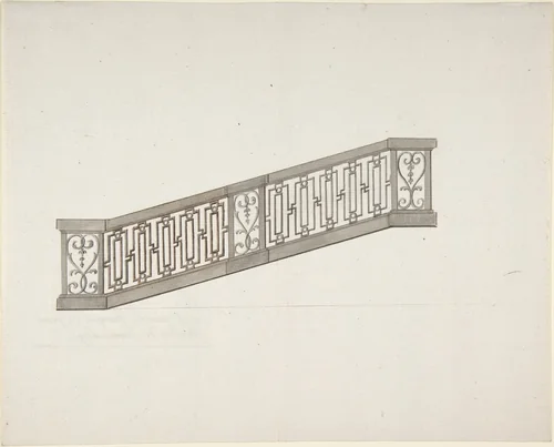 Design for Ornamented Stair Railing by anonymous, drawing, 1765-1795