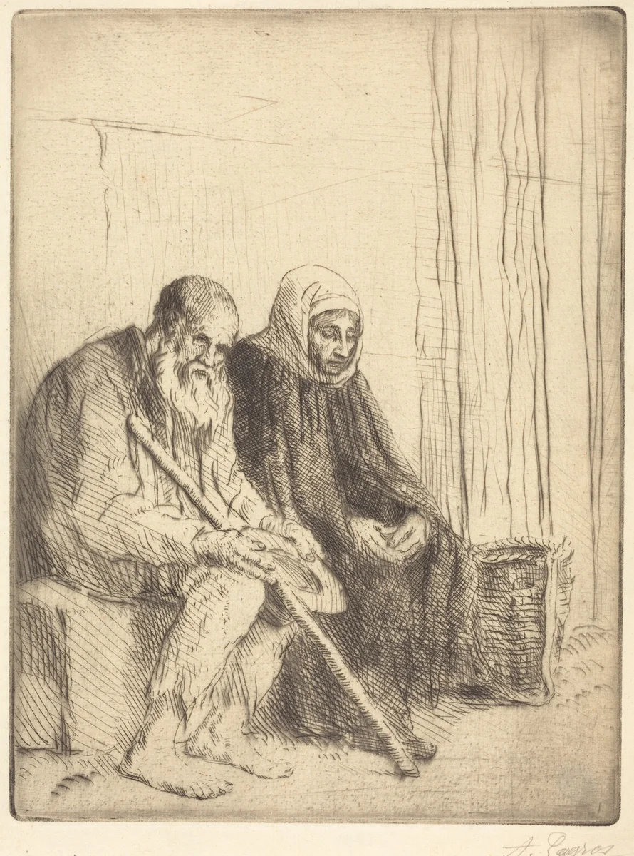 Two Beggars (Les deux mendiants) by Alphonse Legros, print, 1837-1911