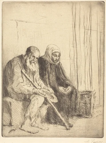 Two Beggars (Les deux mendiants) by Alphonse Legros, print, 1837-1911