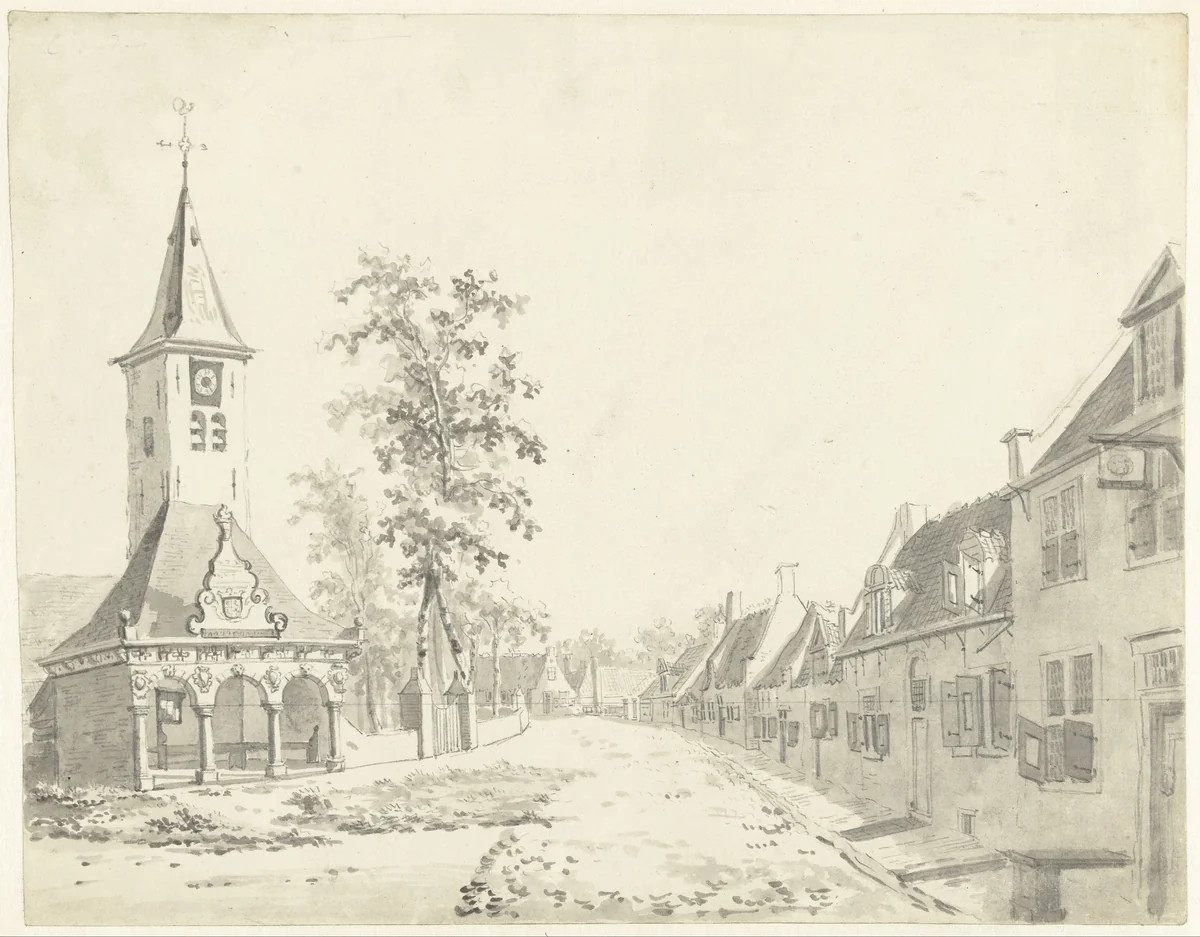 Gezicht te Overzande op Zuid-Beveland by anonymous, drawing, 1700-1800