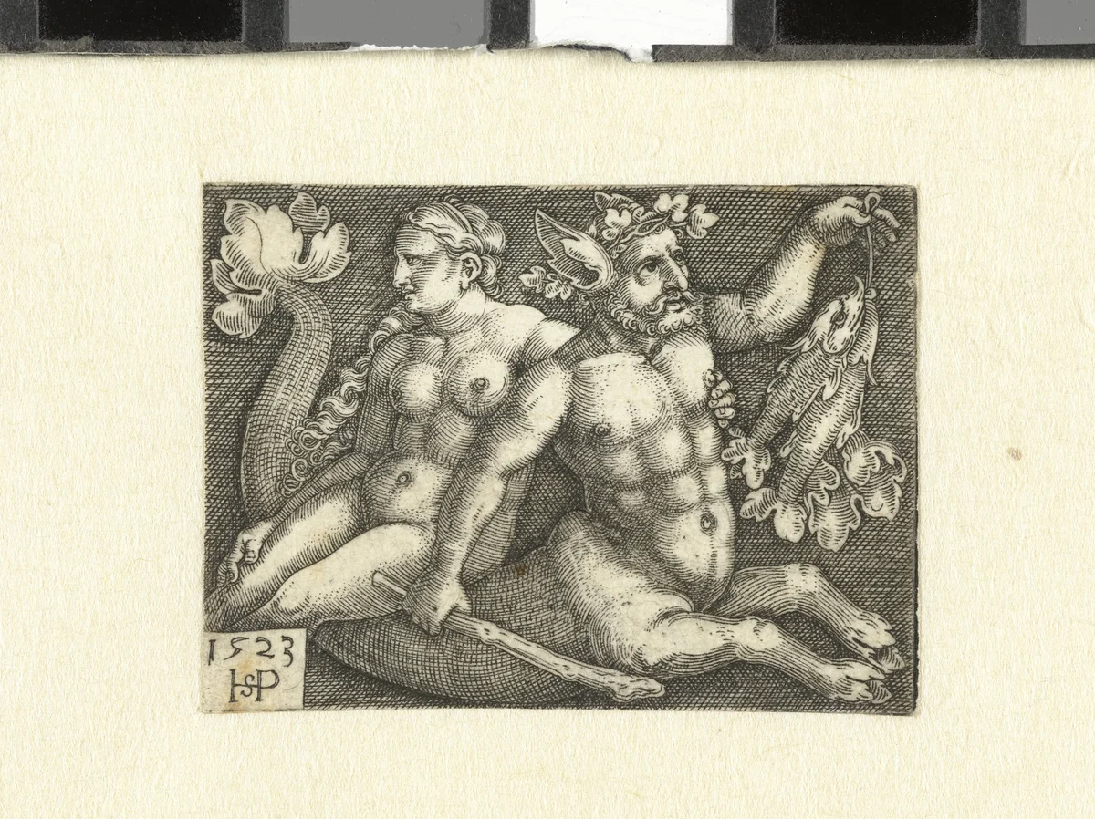 Triton en Nereïde by Unknown, print, 1523