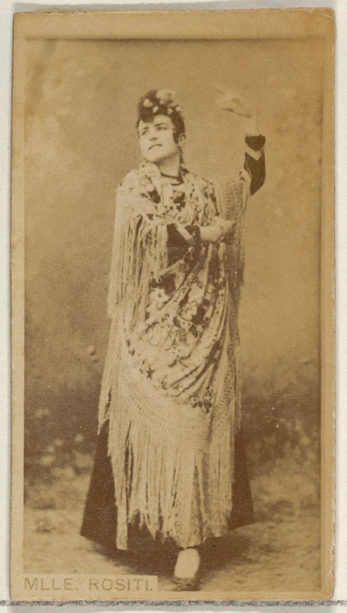 Mlle. Rositi, from the Actors and Actresses series (N45, Type 8) for Virginia Brights Cigarettes by Allen & Ginter, photograph, 1885-1891