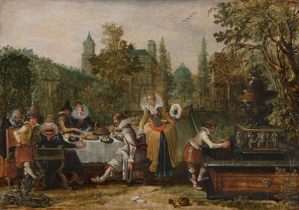 Merry Company in a Park by Esaias van de Velde, painting, 1614