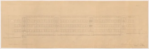 Weissenhof Apartment House, "The Dwelling" Exhibition, Stuttgart, Germany (Plan, block A1-A4, West elevation) by Ludwig Mies van der Rohe, mies van der rohe archive, 1926