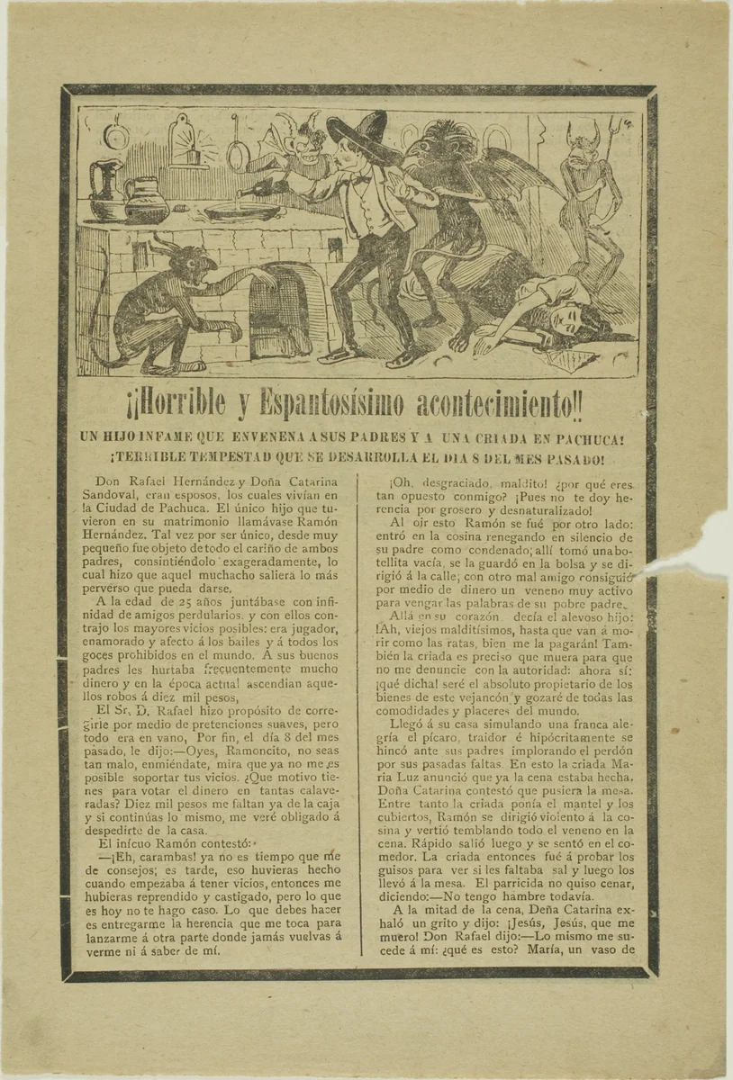 Horrible and Frightening Event! by José Guadalupe Posada, print, 1871-1913