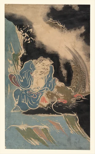 Daoist Immortal with Dragon by Unidentified Artist, print, 1800-1899