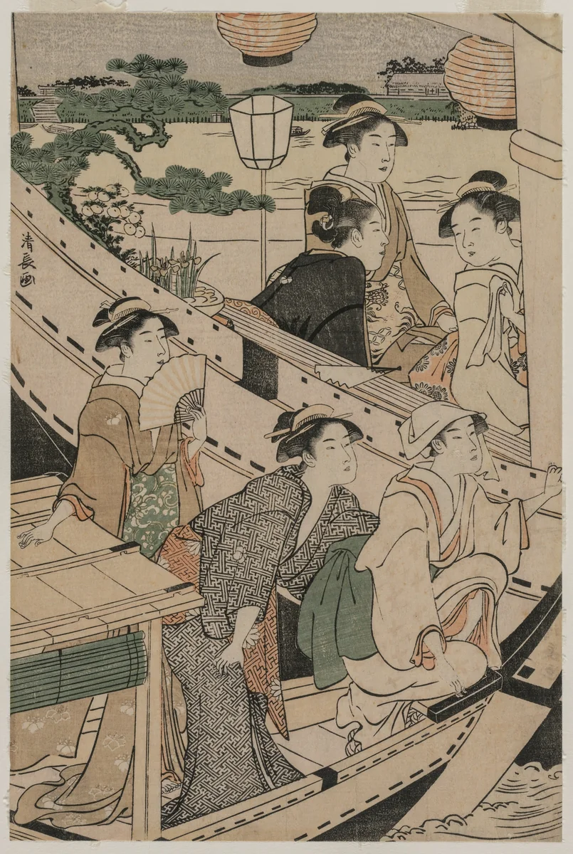 Boating Party on the Sumida River by Torii Kiyonaga (鳥居清長), print, 1789