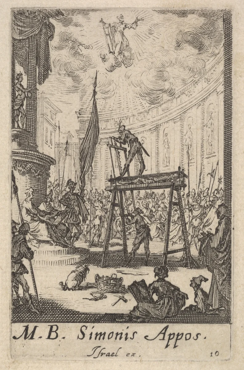 Martyrdom of Saint Simon, from "The Little Apostles" (Les Petits Apôtres) by Jacques Callot, print, 1632