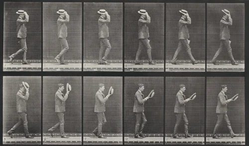 Plate Number 44. Walking and taking off a hat by Eadweard Muybridge, photograph, 1887