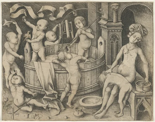 The Children's Bath by Israhel van Meckenem, print, 1495