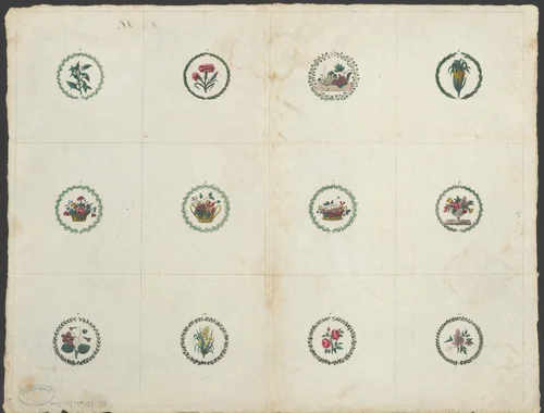 Vruchten en bloemen by anonymous, print, 1800-1899