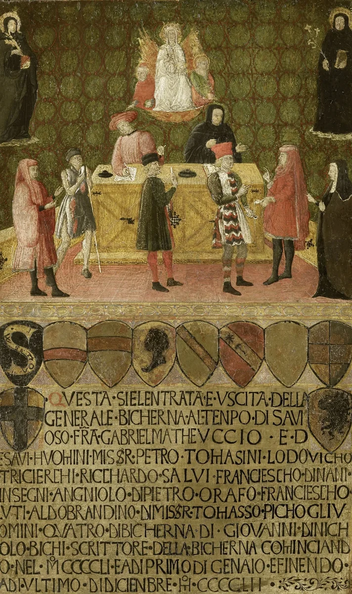 Office of the Tax Administration (Biccherna) of Siena by anonymous, painting, 1451-1452