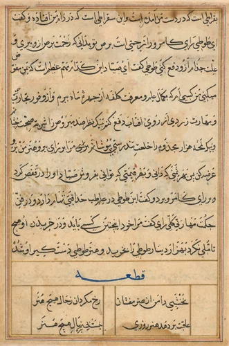Page from Tales of a Parrot (Tuti-nama): text page by Basavana, painting, 1555-1565