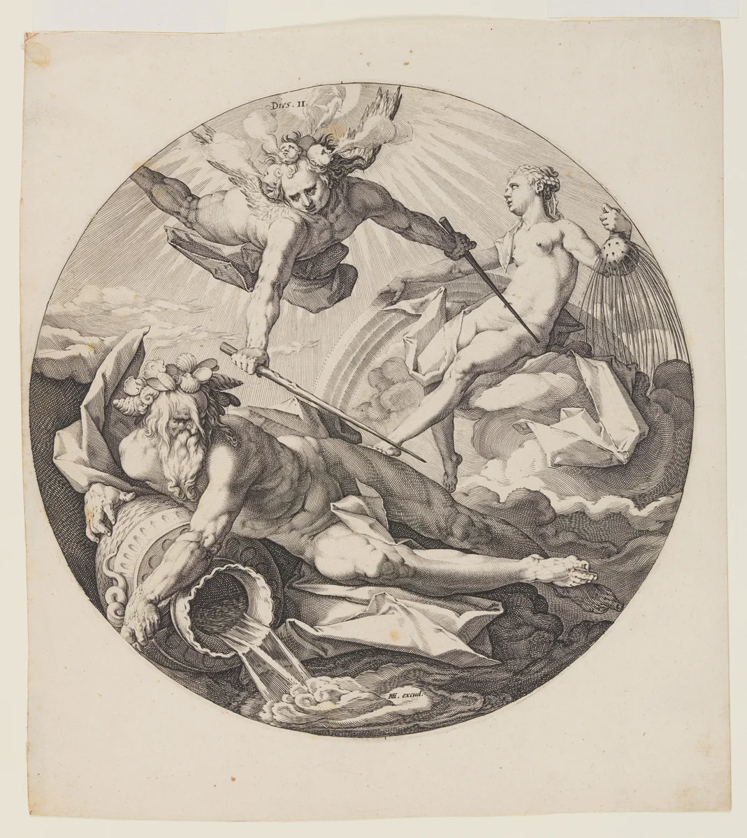 The Second Day, plate 3, from Creation of the World by Jan Harmensz. Muller, print, 1590