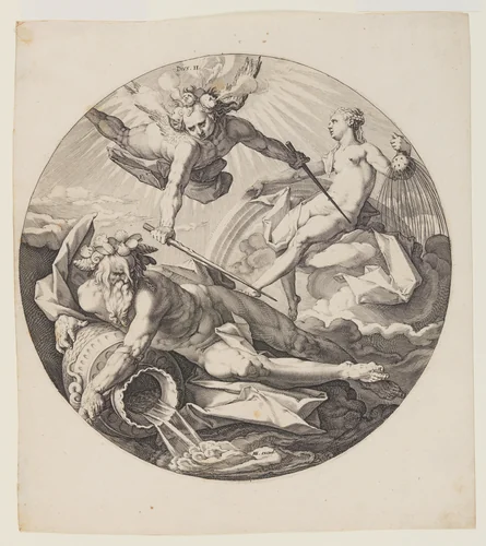 The Second Day, plate 3, from Creation of the World by Jan Harmensz. Muller, print, 1590