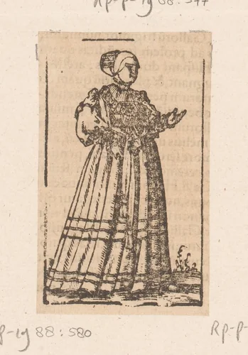 Staande vrouw by anonymous, print, 1500-1599