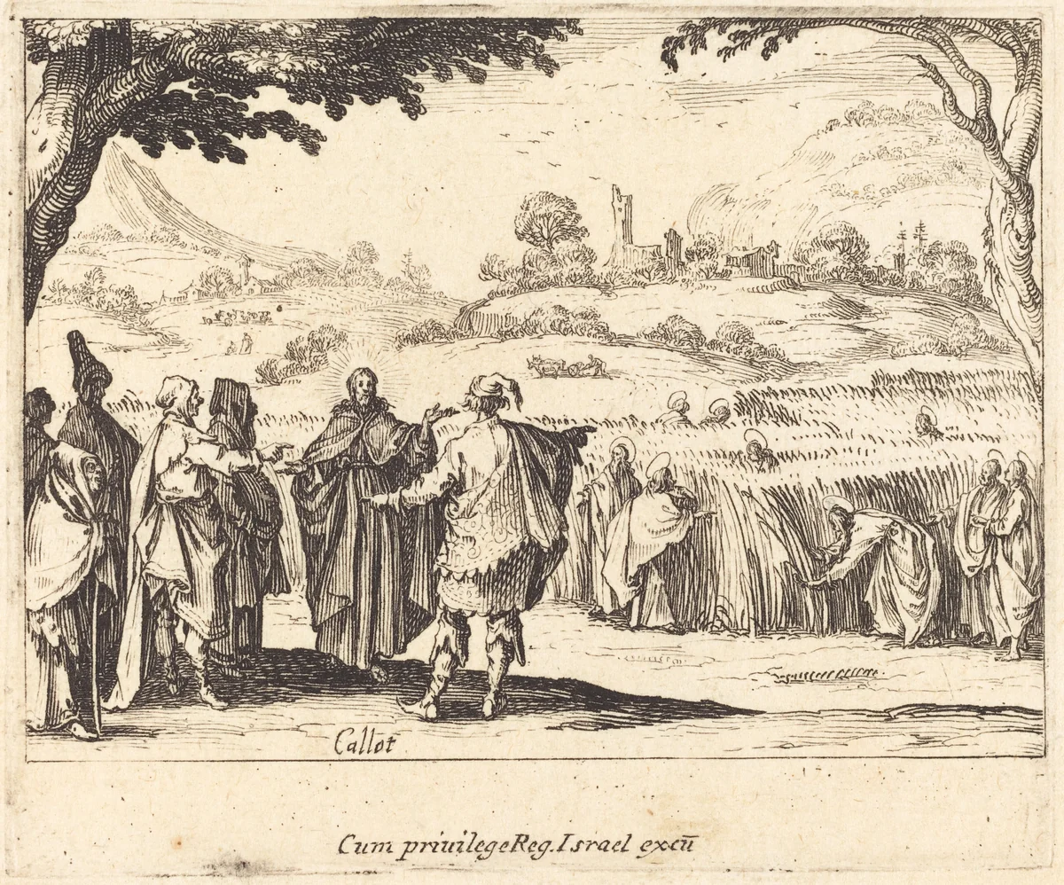 Jesus with the Pharisees by Jacques Callot, print, 1635