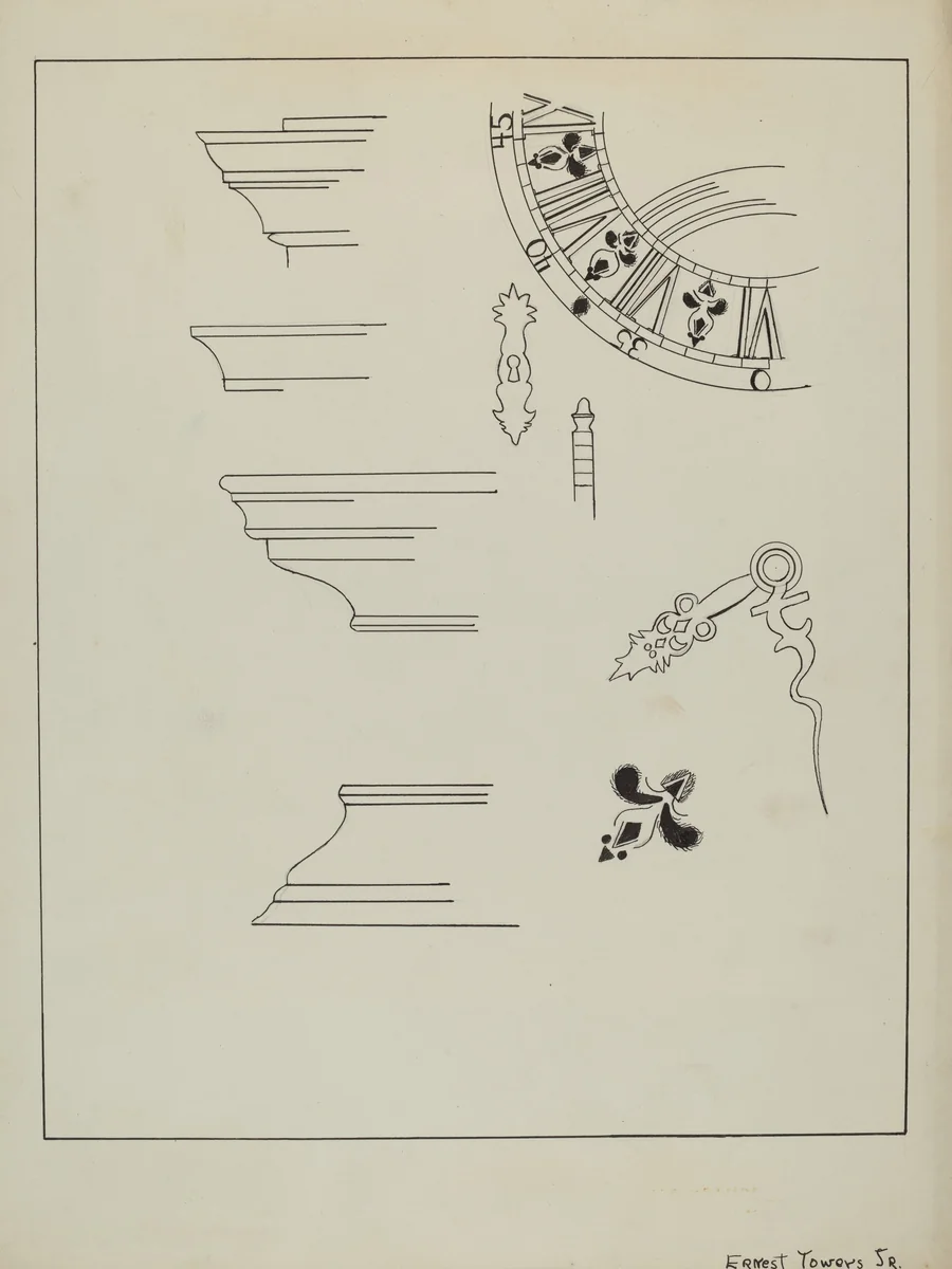 Grandfather's Clock by Ernest A. Towers, Jr., index of american design, 1936