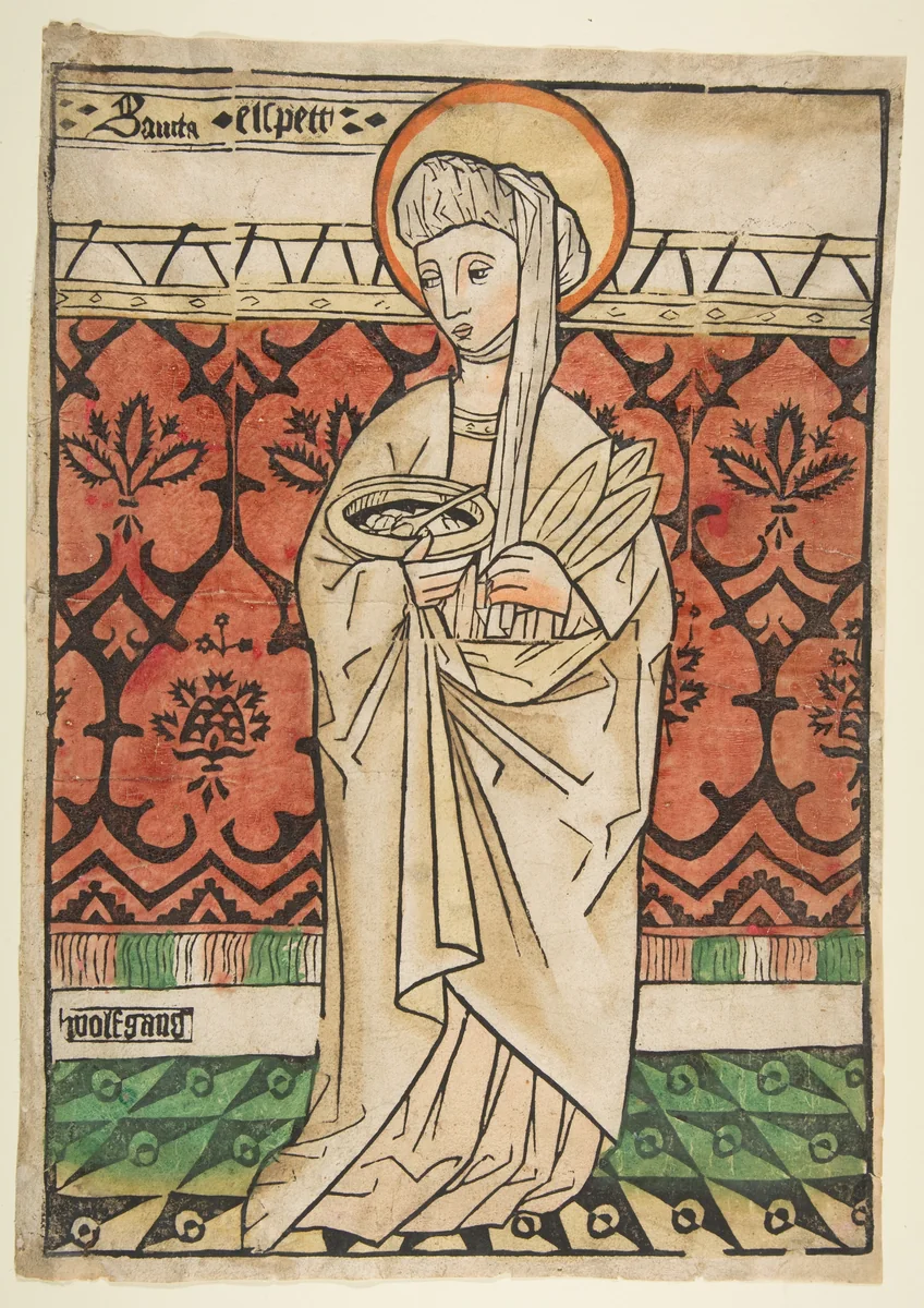 Saint Elizabeth of Hungary by Wolfgang, print, 1460-1480