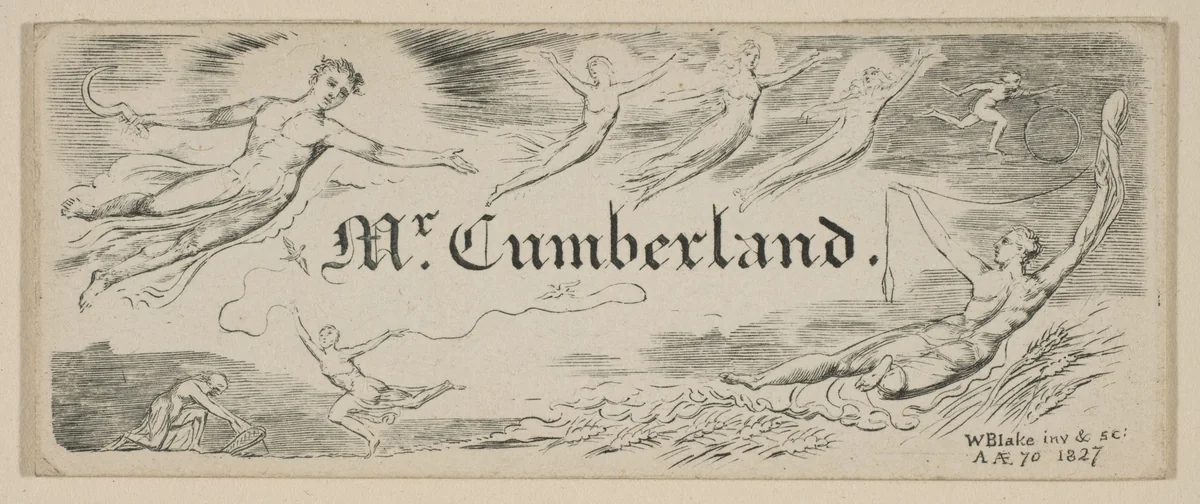 George Cumberland's Message Card by William Blake, print, 1827