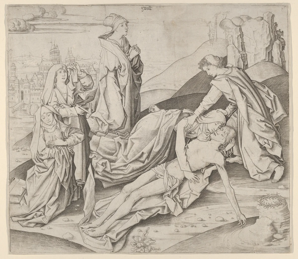 The Lamentation by Master IAM, print, 1465-1495