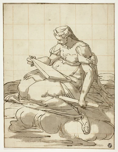 Sibyl in the Clouds by Luca Cambiaso, drawing, 1568-1572