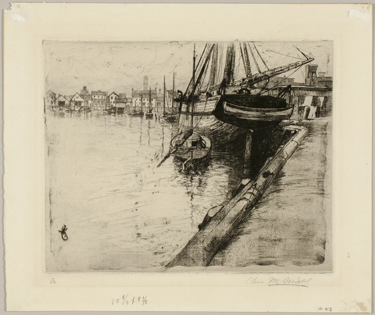 Dock, New York River by Charles Frederick William Mielatz, print, 1884-1908