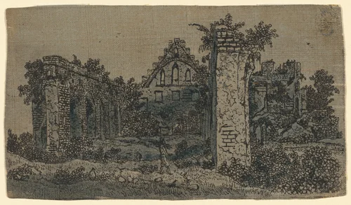 Ruins of the Abbey of Rijnsburg: Small Version by Hercules Seghers, print, 1613-1623
