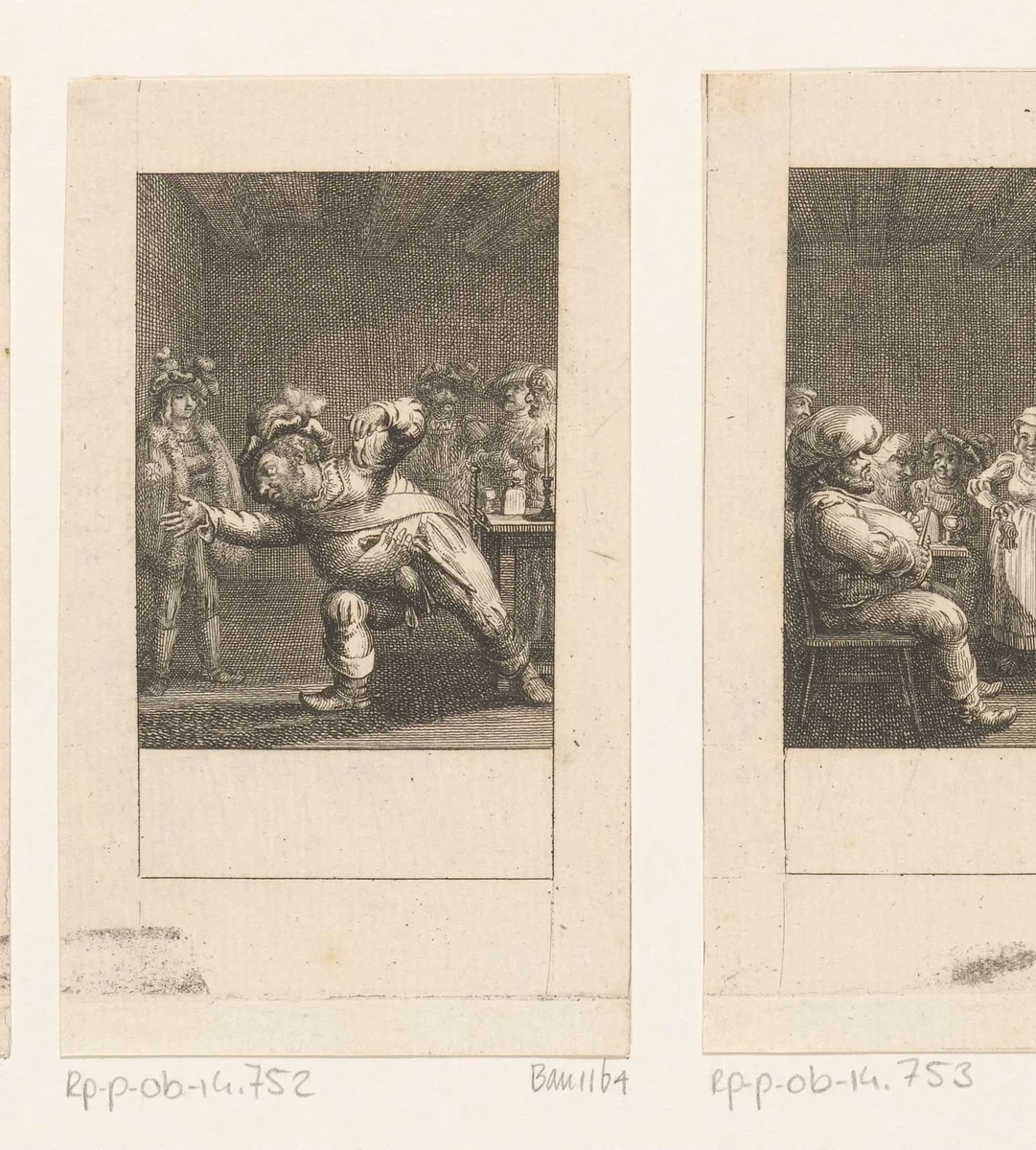 Falstaff liegt over de overval by Daniel Nikolaus Chodowiecki, print, 1785