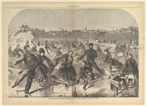 Skating on the Ladies' Skating Pond in Central Park, New York (from "Harper's Weekly," Vol. IV) by Winslow Homer, print, 1860