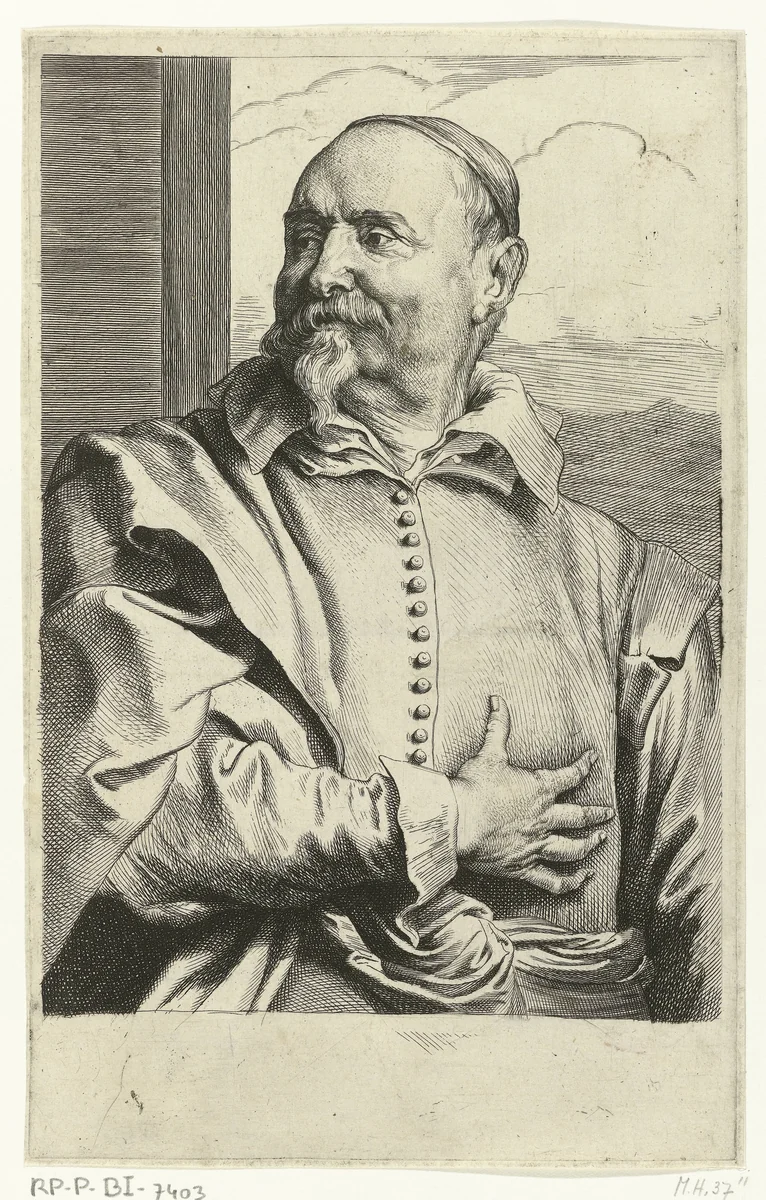 Portret van Jan Snellinck by Pieter de Jode, print, 1628-1670