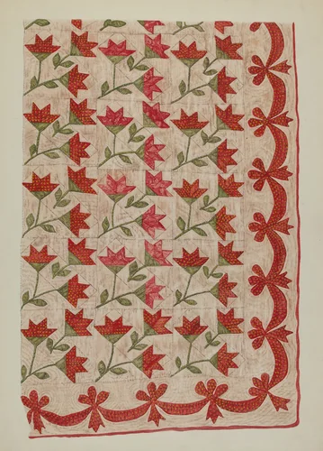 Appliqued Quilt by Mildred E. Bent, index of american design, 1935-1942