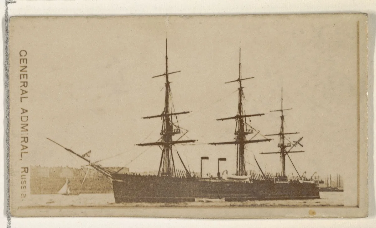 General Admiral, Russia, from the Famous Ships series (N50) for Virginia Brights Cigarettes by Allen & Ginter, photograph, 1895