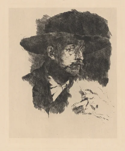 The Smoker (Portrait of the Painter Horstig) by Wilhelm Leibl, print, 1868-1878