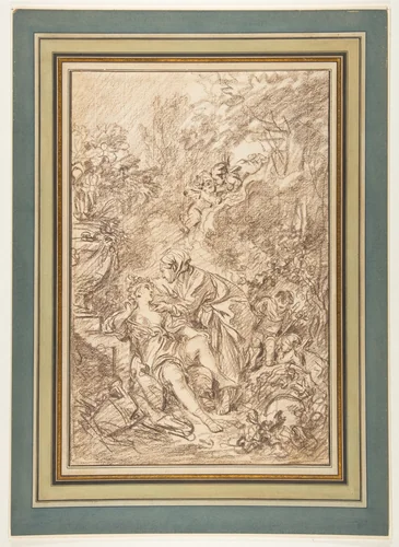 Vertumnus and Pomona by François Boucher, drawing, 1700-1770