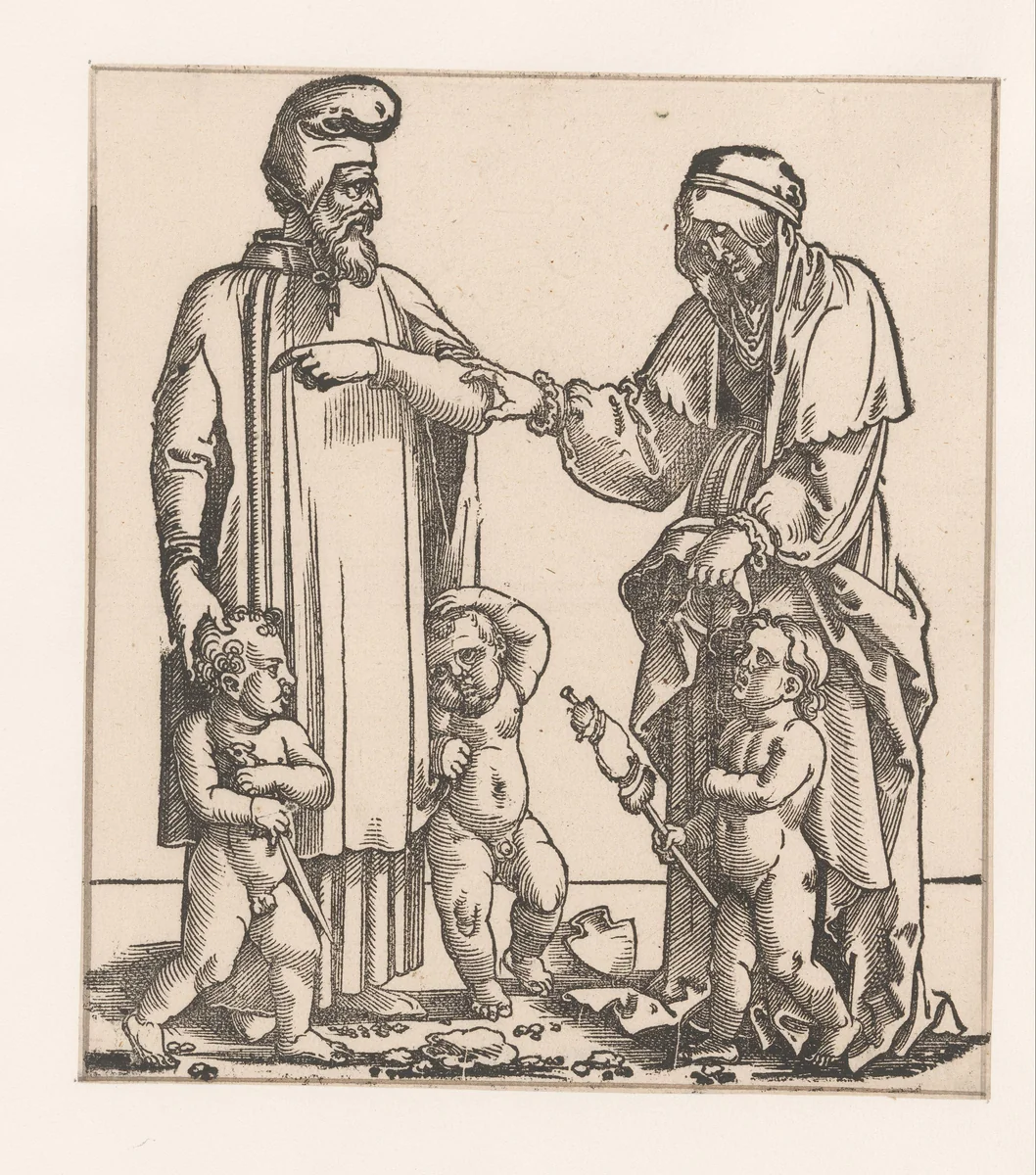 Seth met zijn vrouw en kinderen by anonymous, print, 1530