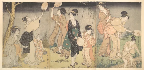 Catching fireflies (Hotaru gari) by Kitagawa Utamaro (喜多川歌麿), print, 1796-1797