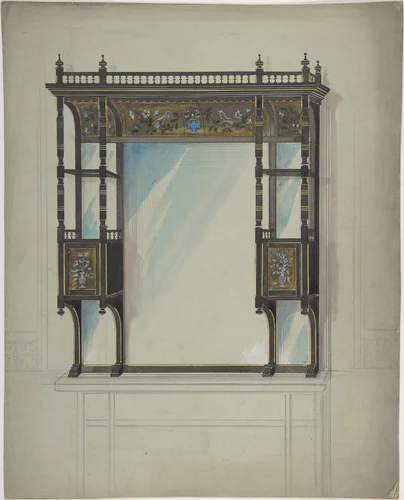 Design for a Mirror over a Mantel by anonymous, drawing, 1840-1899