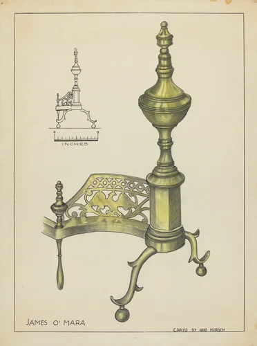Andiron by Hans Korsch, index of american design, 1953